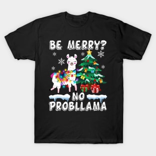 No Probllama Funny Santa Llama Christmas T-Shirt